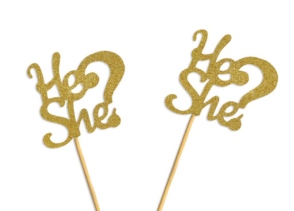 Darling Souvenir He She Раскрытие пола Baby Shower Toppers для кексов Десертные украшения - Pack Of