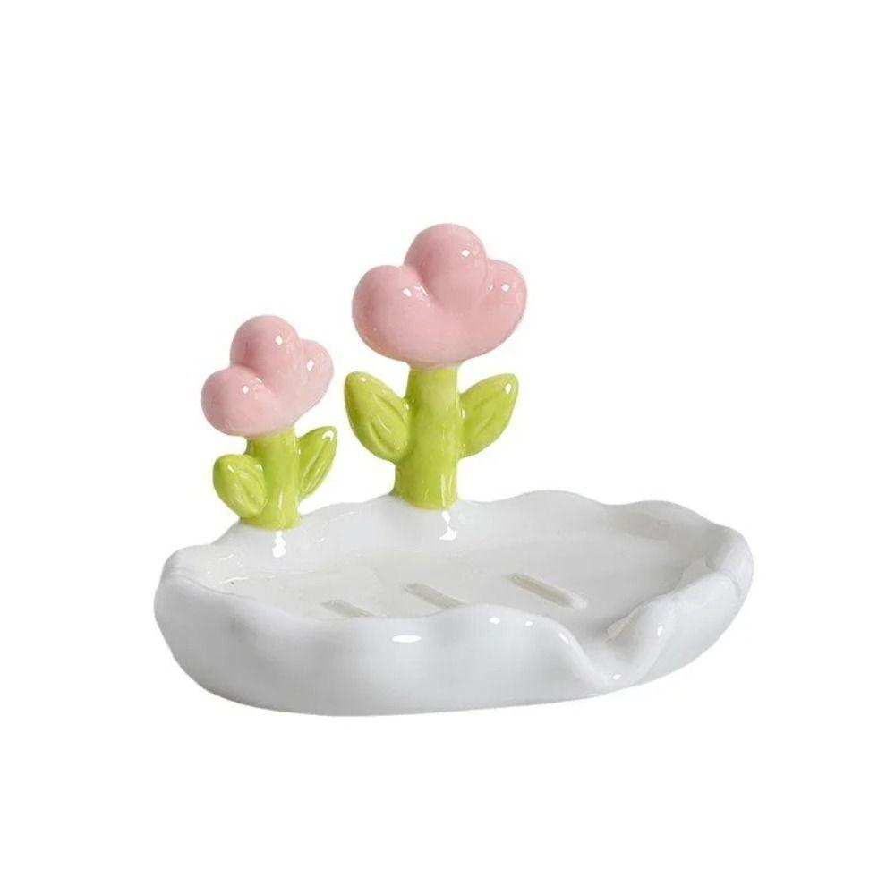 Creative Floral Soap Box Draining Non-slip Soap Dish Bathroom Accessories Lovely Soap Holder For Home Bath