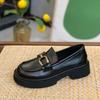 Повседневные ретро-лоферы с пряжкой, круглая носовая часть, мягкая кожа, мягкая подошва, маленькие кожаные туфли, модные универсальные мягкие туфли