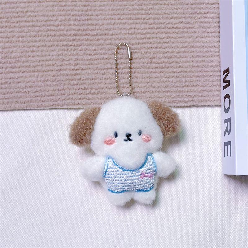 Брелок-подвеска в виде плюшевого мультяшного щенка с пищащим звуком, костью, креативной брошью и аксессуарами для волос