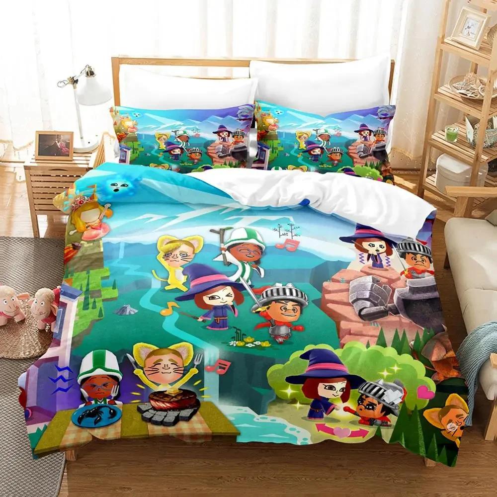 3D Печать Игра Miitopia Постельный Комплект Пододеяльник Комплект для Кровати Покрывало Наволочка Одеяло Королевский Размер Королевы Мальчики Взрослый Постельный Комплект