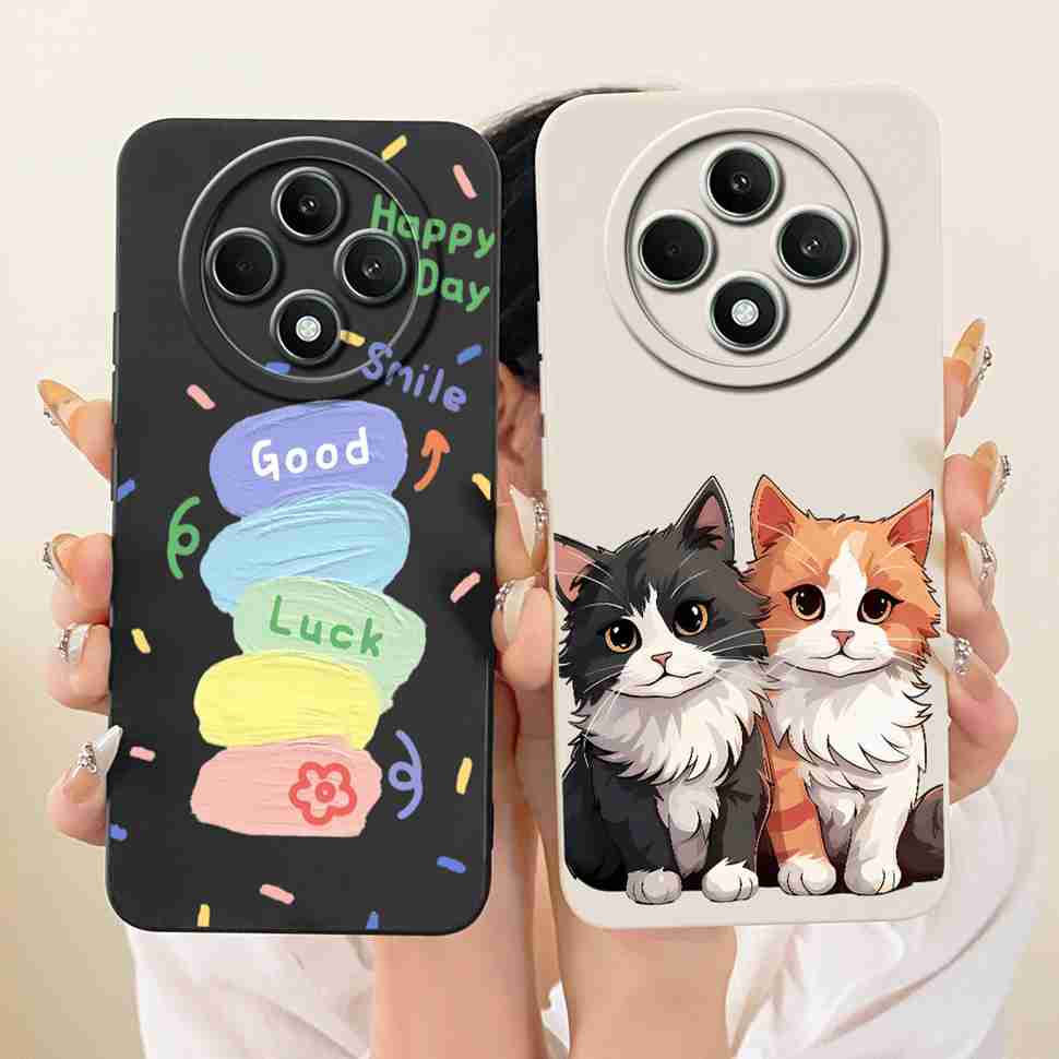 Чехол для OPPO Reno 12F 5G Прозрачный Милый Кот OPPO Reno12 F Reno12F Reno 12 F 5G CPH2637 Ударопрочный Мягкий Чехол для Телефона Полная Защита