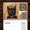 2026 Medieval Cat Calendar with Crowns Whimsical Art Monthly Wall Calendar Unique Gift for Cat Lovers