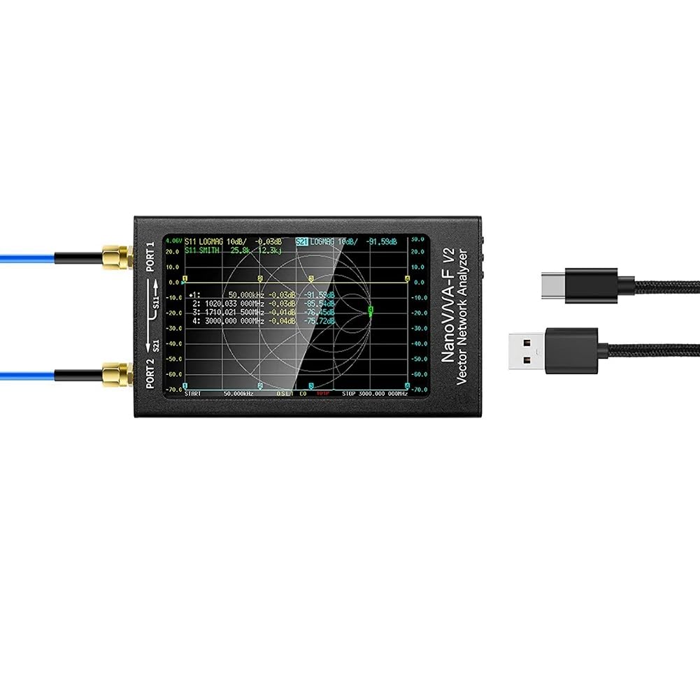Векторный анализатор цепей NanoVNA-F V2, 4,3 дюйма, 50 кГц-3 ГГц, КВ, УКВ, УВЧ, VNA, Анализатор антенны, 5000 мАч и Алюминиевый металлический корпус, Поддерживает S-параметры,