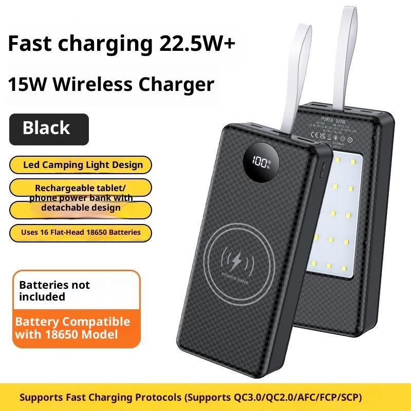 P12 12pcs 18650 Battery Power Bank Case Shell Diy Dual Usb Type C 10W 22.5W 15W Wireless Charging Battery Not Included For Phone