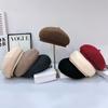 25 Early Autumn New High-quality Woolen Beret Women's Big Head Circumference Solid Color Face Small Painter Hat