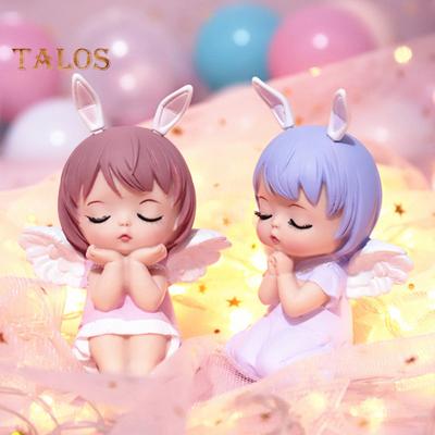 Статуя девушки-ангела с кроличьими ушками, топпер для торта, виниловый роман, статуя девушки-ангела, декор стола, товары для дома