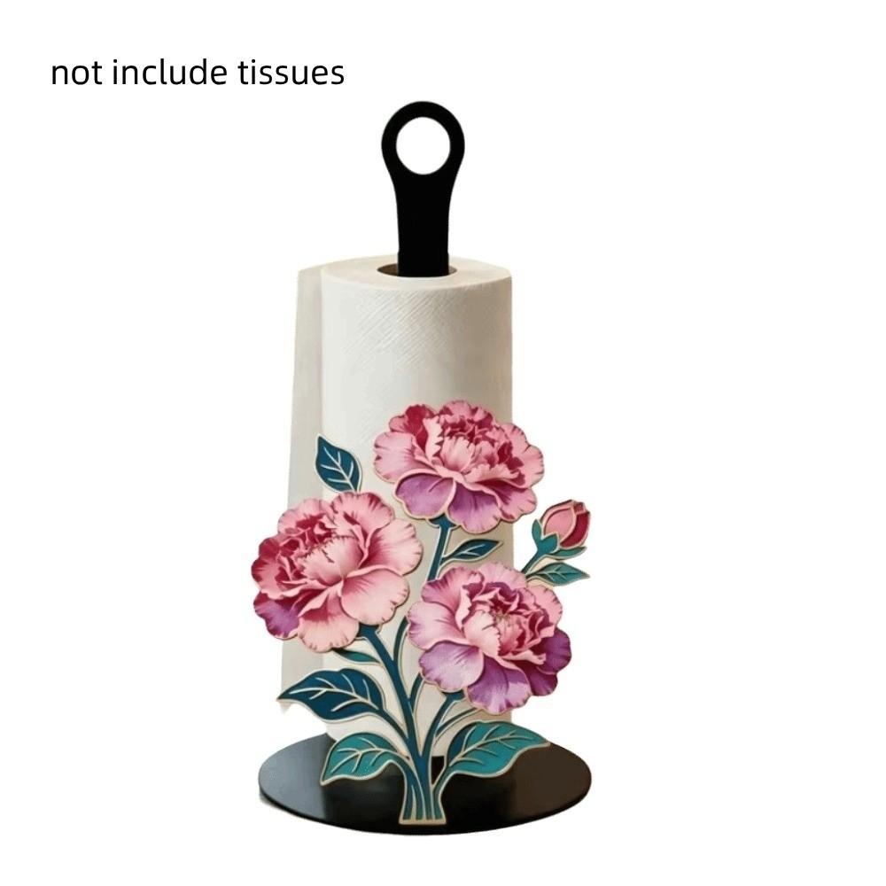 Acrylic Wood Base Christmas Paper Towel Holder Freestanding Snowman Floral Towel Stand Bathroom