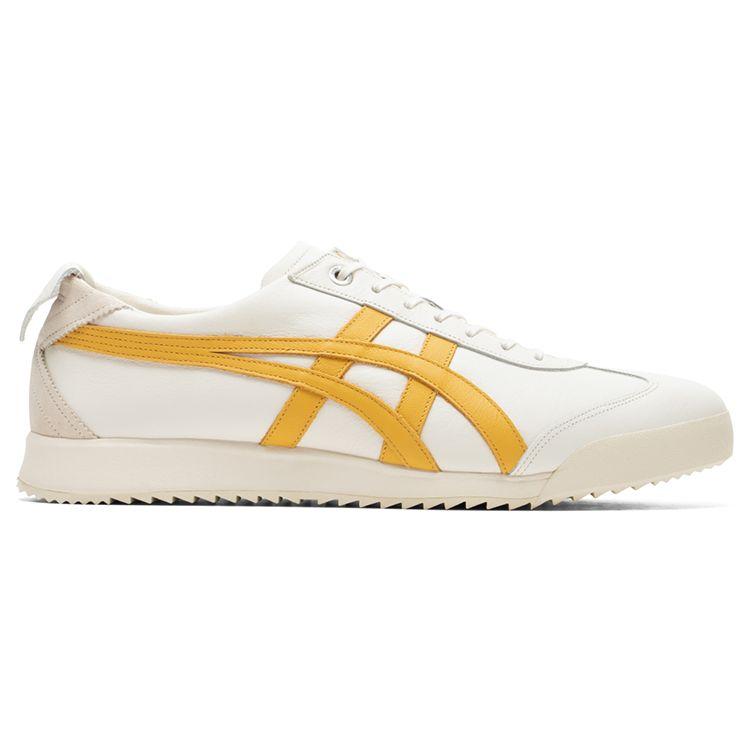 ONITSUKA TIGER Mexico 66 Ex Leather Round Toe Lace-Up Sports Durable Low-Top Casual Shoes Unisex Sneaker White Yellow 1183B889-104