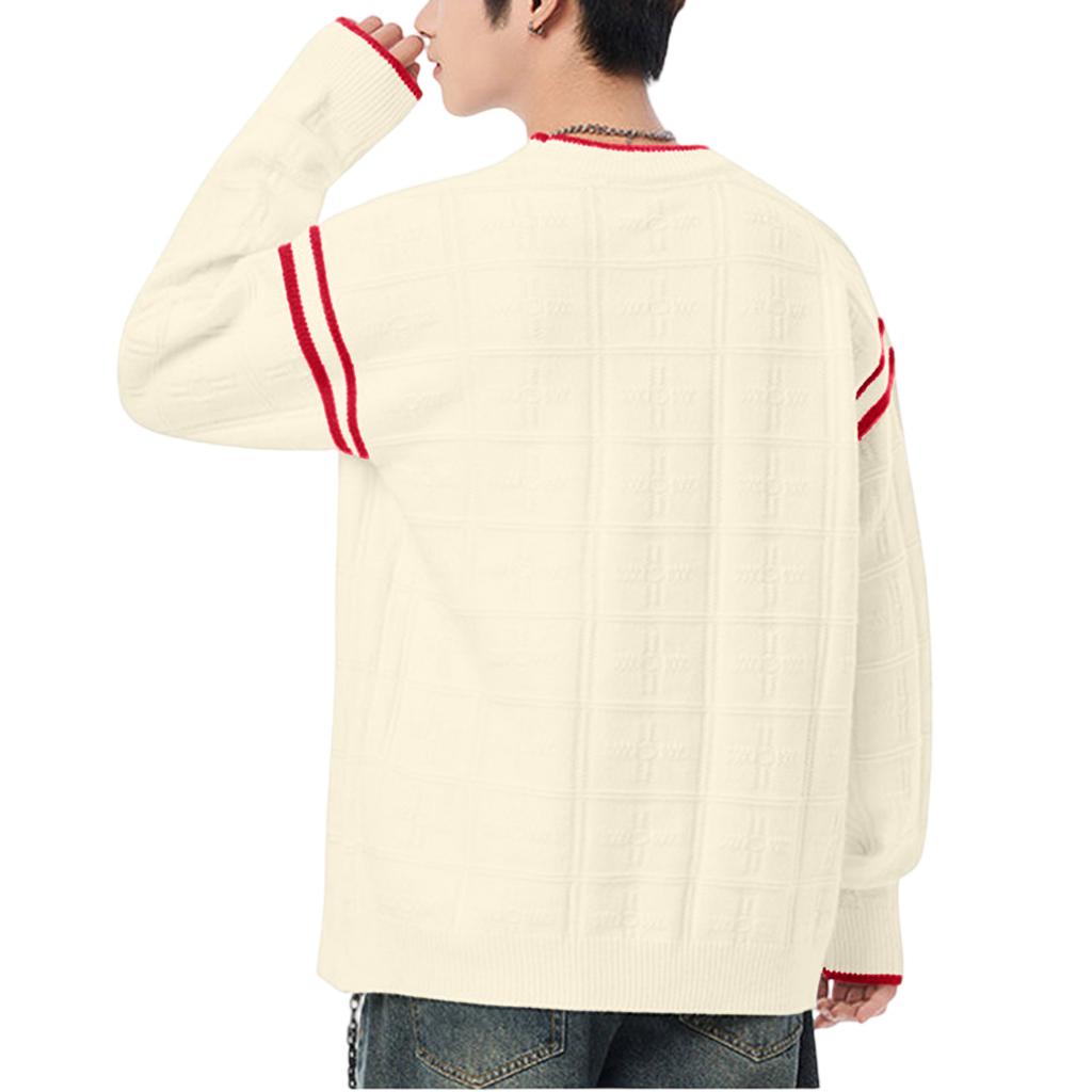 Men's Fashion Knitting Pullover Long Sleeves Loose Round Neck Sweater
