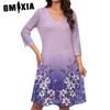 Женская мода лето весна цветочный принт с коротким рукавом V-образным вырезом повседневные платья
