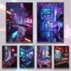 Cyberpunk City Poster Figures Home Decoration Canvas Paintings Pictures Wall Art Cartoons Computer Room Gift