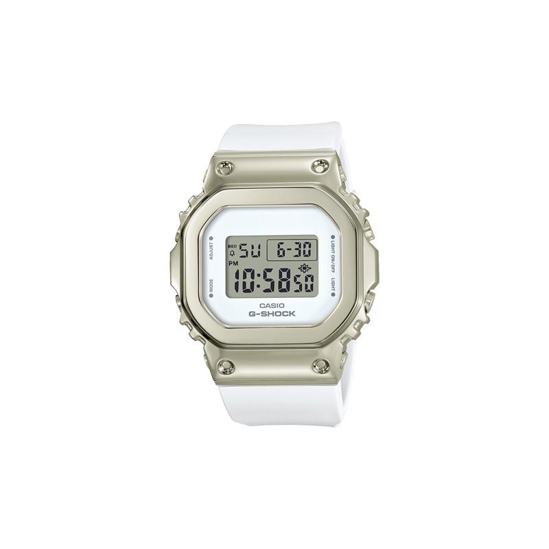 Casio Полностью металлическая серия - квадратный циферблат цифровой дисплей ЖЕНСКИЕ металлические элементы белый маленький квадратный модный простой ударопрочный водонепроницаемый GM-S5600G-7PR