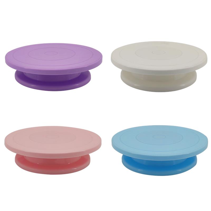 Пластиковый поворотный столик для торта, поворотный стол для украшения 360°, нескользящий край, кухонный инструмент для выпечки, декоративная подставка для торта, аксессуар