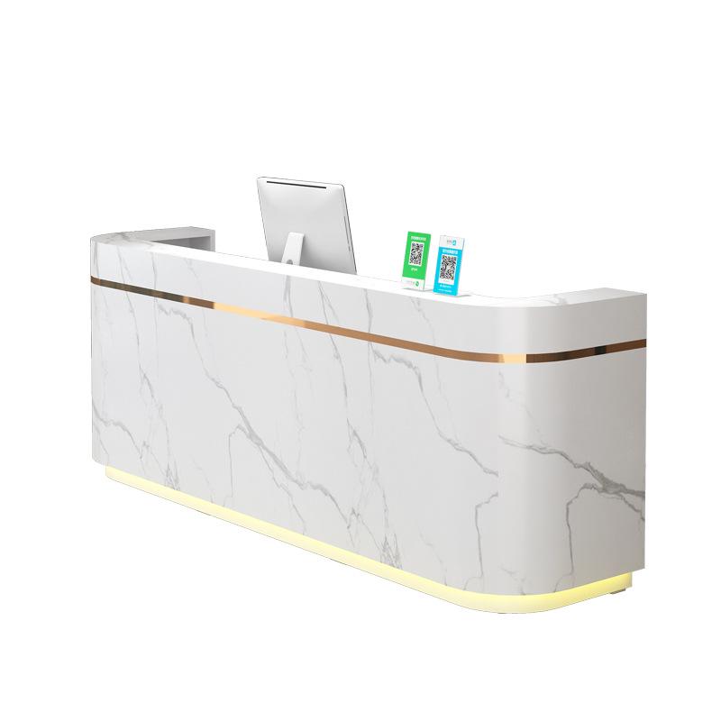 Compact Faux Marble Reception Desk for Salon or Retail