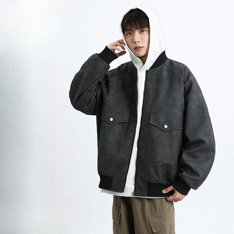 Куртка из искусственной кожи Мужская куртка из упитанной кожи Мужской бейсбольный костюм Костюм для толстяка American Street