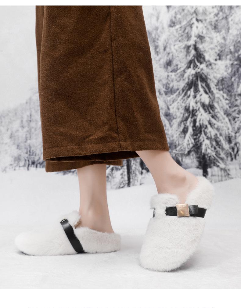 Женские плюшевые хлопковые тапочки премиум-класса в корейском стиле с закрытым носком для осени и зимы