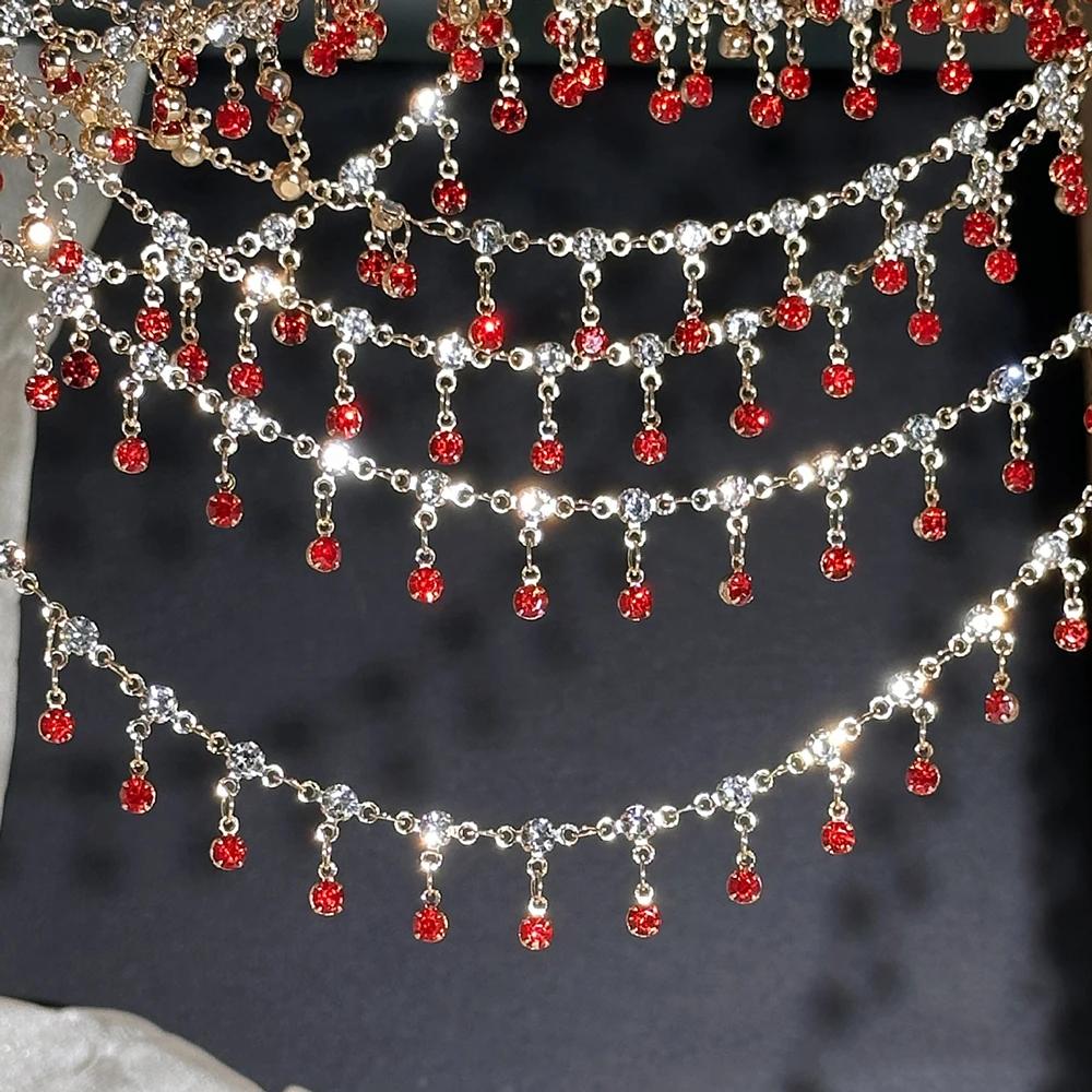 0.5M 1M Shiny Colorful Crystal Charm Taseel Beads Copper Chain DIY Necklace Bracelet Beaded Chains Women Jewelry Making Supplies