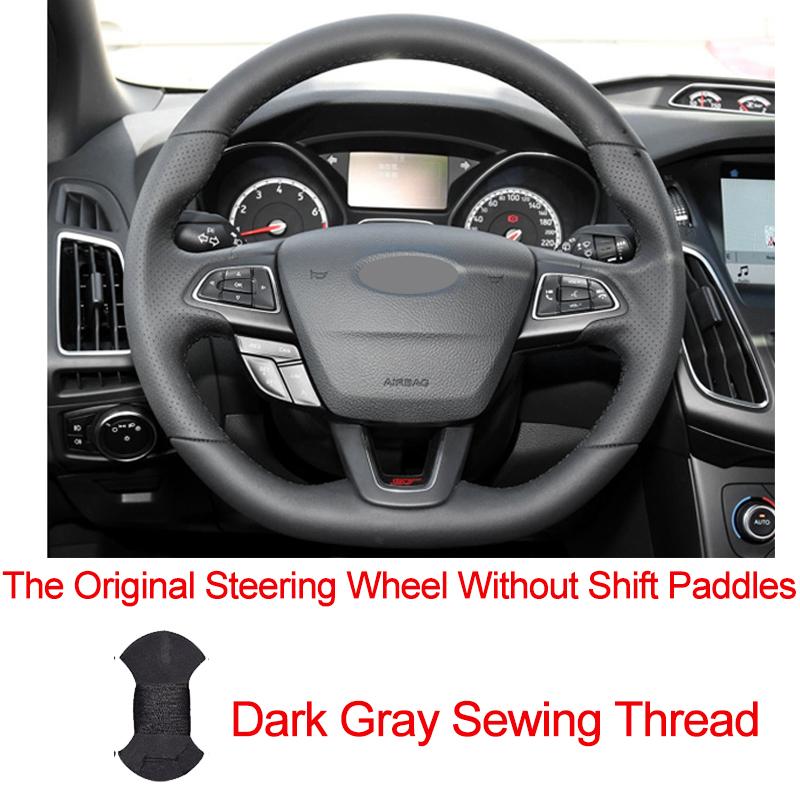 Hand Sewing Car Steering Wheel Cover Wrap For Ford Focus (RS | ST | ST-Line) 2015-2018 Kuga (ST-Line) Ecosport (ST-Line)