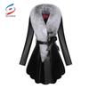 Leather Women Plus Cotton Jacket Slim Thin PU Fur Fur Imitation Fox Fur Collar Large Silver Fox Fur