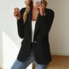 Женский костюмный пиджак с лацканами, длинным рукавом и одной пуговицей, пиджак с карманами с клапанами, однотонная рабочая офисная бизнес-верхняя одежда