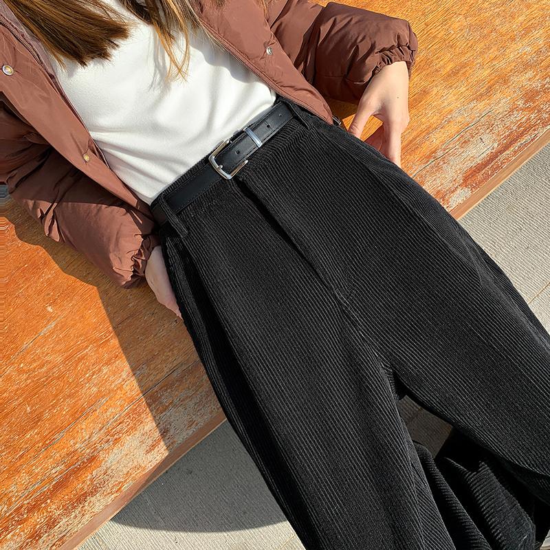 Fashion Corduroy Sports Loose Casual Pants Women Autumn and Winter Workwear Women's Wide Leg Pants High Waist Slim Fit Office Lady Trousers 26013