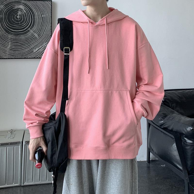 Весна Осень Повседневная толстовка с капюшоном Удобная толстовка с капюшоном Мужская свободная толстовка с однотонным пуловером Молодежная спортивная толстовка