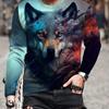 Мужская футболка с 3D-принтом с изображением волка, повседневная удобная футболка с длинным рукавом, мужская и женская модная летняя футболка