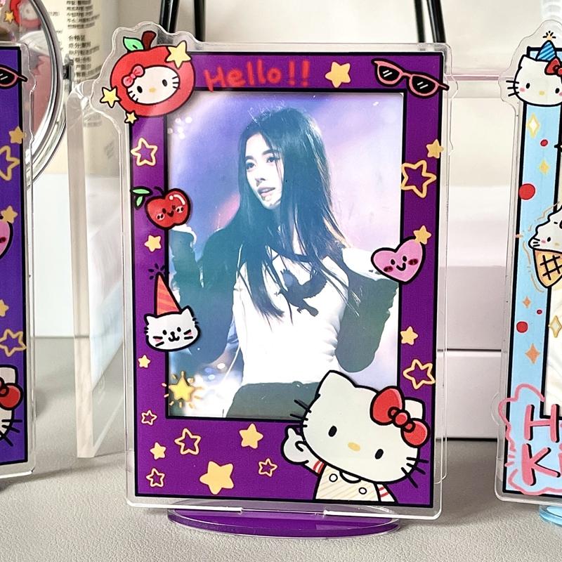 Держатель для фотокарточек Hello Kitty 3 дюйма Kpop Карточки Акриловая подставка для дисплея Милая фоторамка KT Мультяшный стиль Защитные подставки для фотокарточек