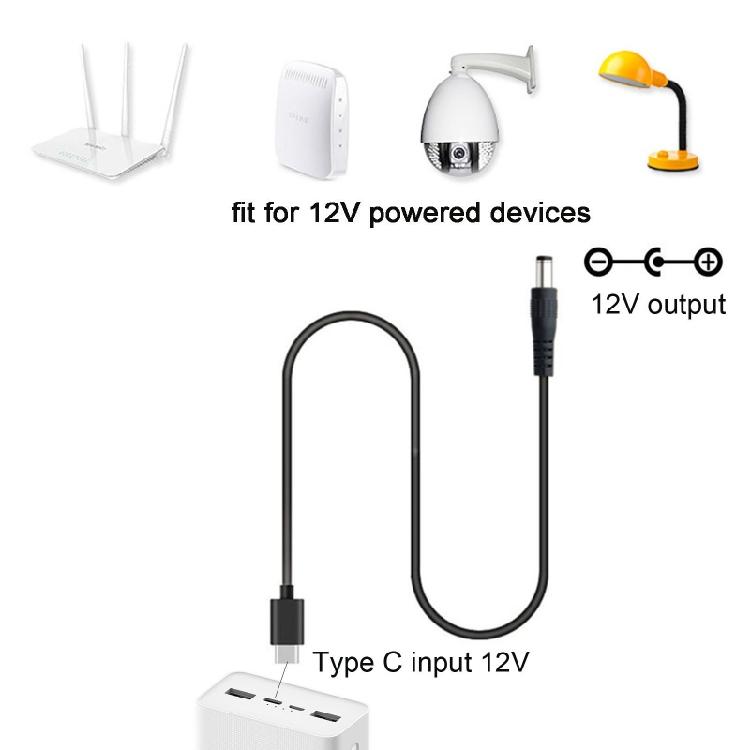 Кабель-преобразователь USB Type-C PD на 12V 5.5x2.5mm для вентилятора, настольной лампы, роутера 2м