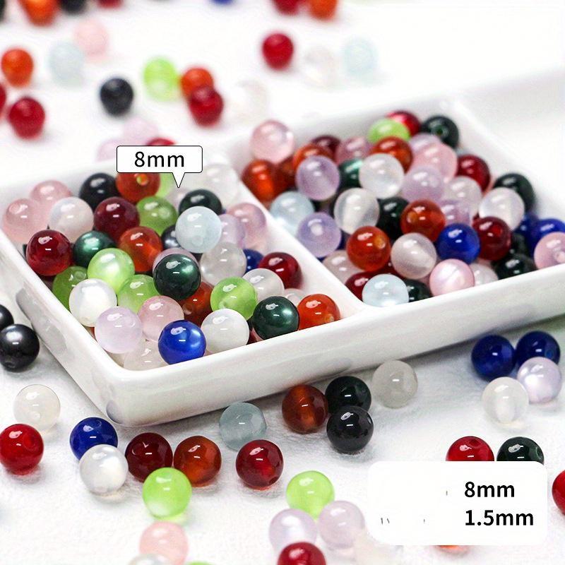 100 шт. бусины из смолы с имитацией кошачьего глаза, круглые бусины, ожерелья из бисера ручной работы, браслеты, серьги, ювелирные аксессуары