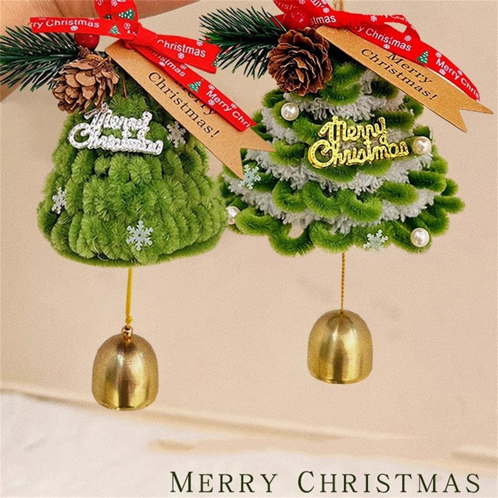 Рождественская елка ручной работы, креативное рождественское украшение на зеркало заднего вида автомобиля Рождественская елка, плетеное вручную украшение на рождественскую елку