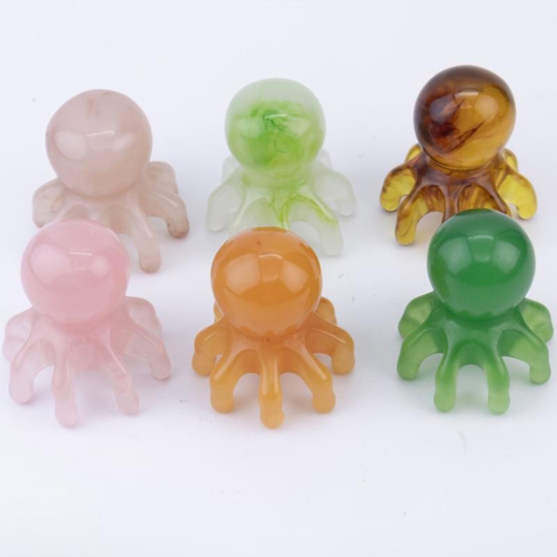 Resin Octopus Comb Head Massager Wide Tooth Meridian Scraping Scalp Brush Acupuncture SPA Gua Sha Health Deep Massage Tool
