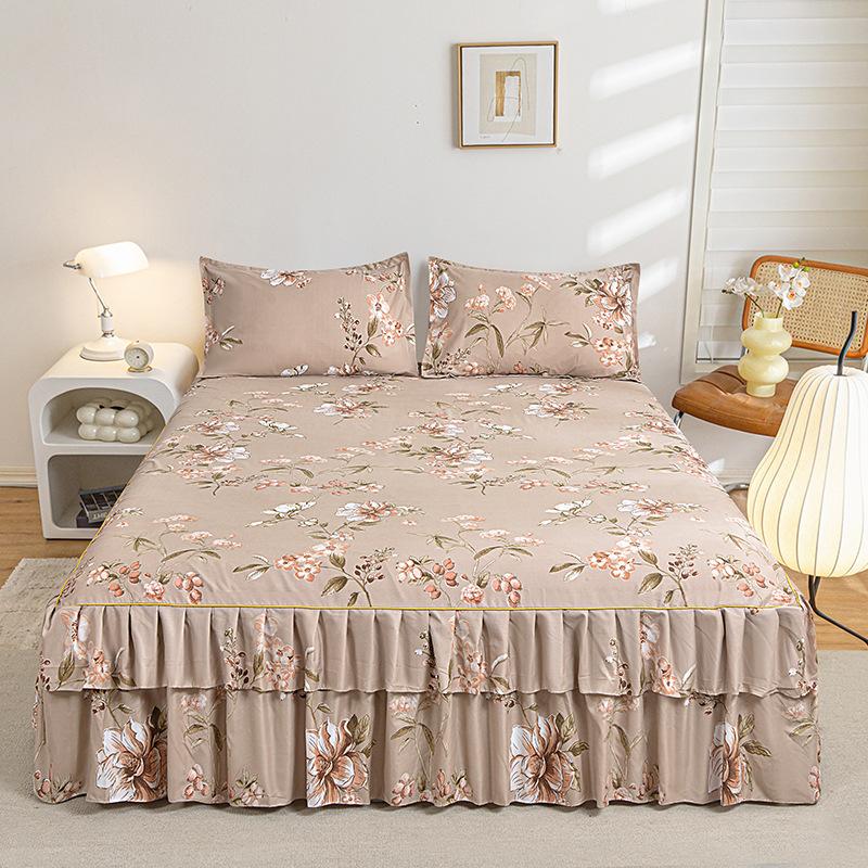 Bedroom Household Single-piece Sanding Bed Skirt Solid Color Skin-friendly Bedspread Bed Cover Bedroom Student Dormitory Sheets