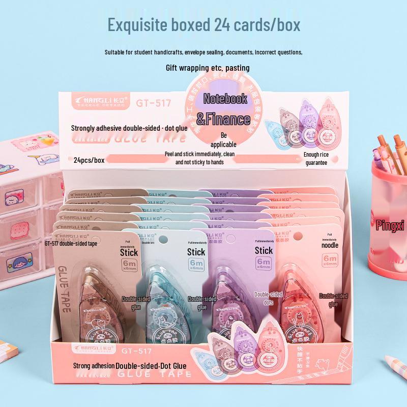 Прозрачная стираемая точечная клейкая лента - Милая, двусторонняя для студенческих DIY журналов