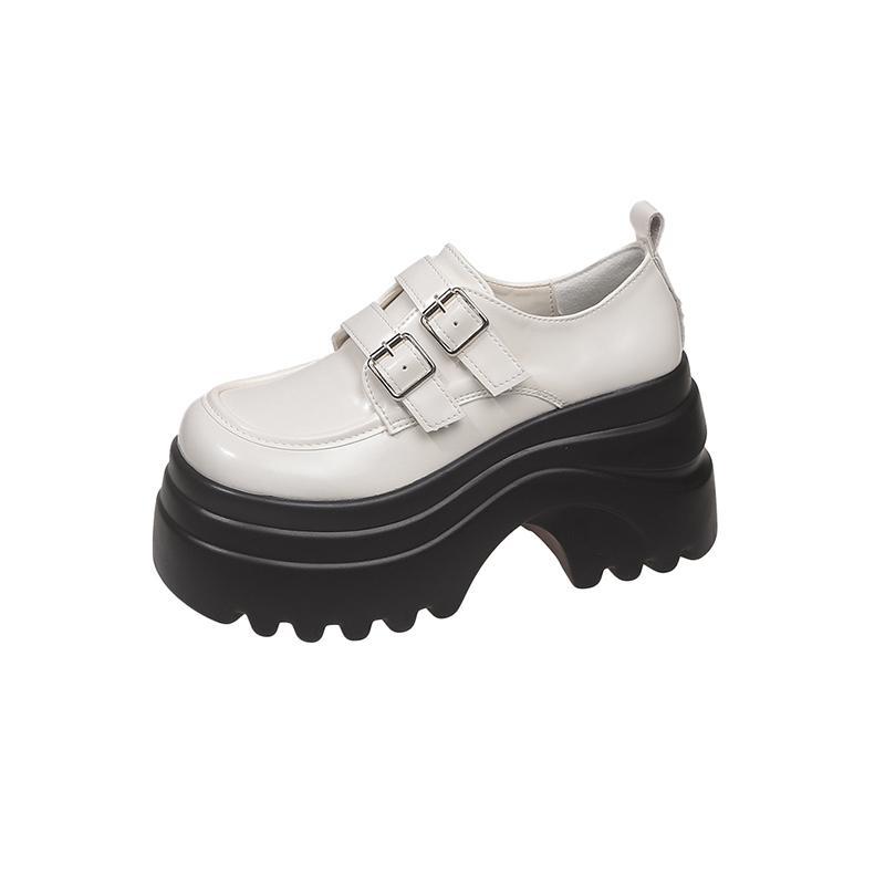 Мода Новинка 2025 Осень 8 см Высокий каблук Повседневная кожаная обувь Женские массивные лоферы Удобные туфли-лодочки Высокая платформа Обувь для ходьбы Женская