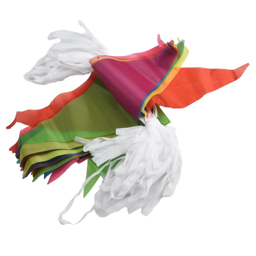50M Colorful Handmade Fabric Bunting Triangle Flags Wedding Festival Outdoor Decor Pennant String Banner Buntings Versatile