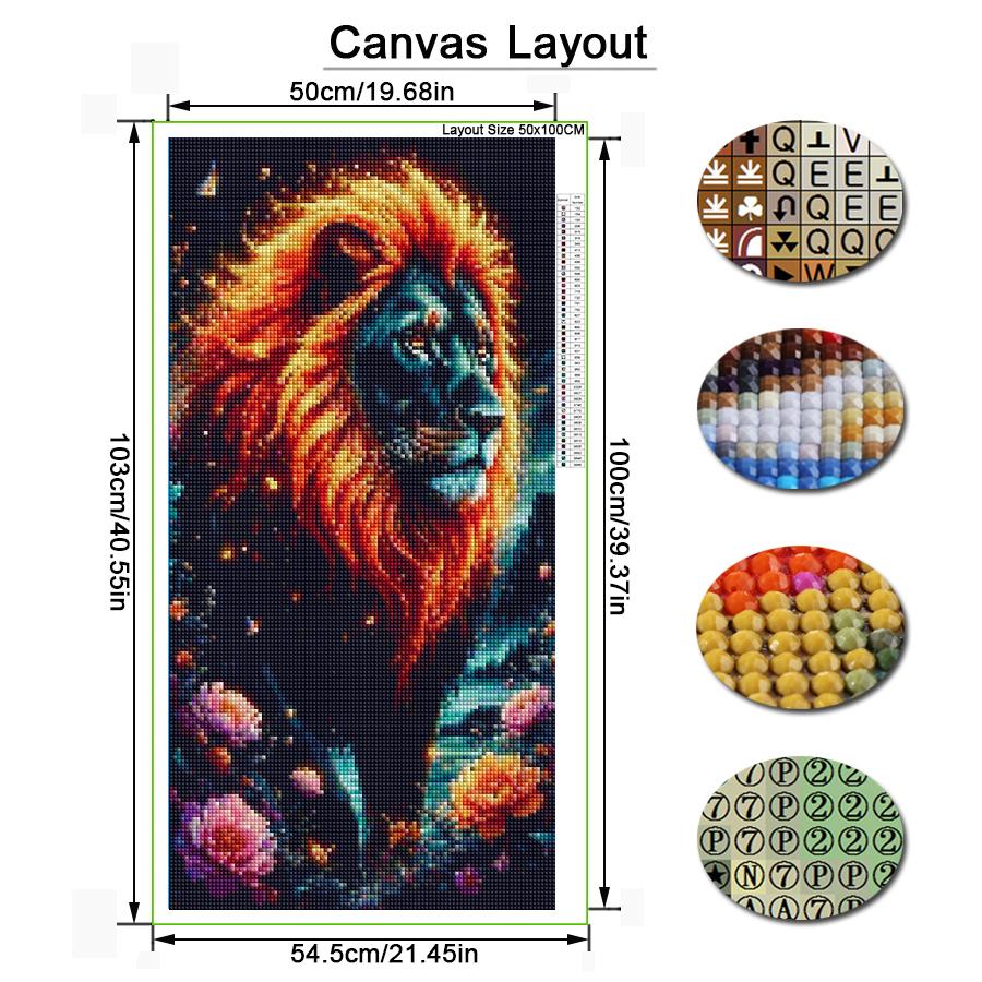 Flame Lion Flower Large Size Diamond Painting New Collection Animals Diy Full Drill Rhinestone Embroidery Mosaic Cross Stitch Kits