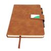 Notebook PU Lther Cover Ribbon Bookmark Ink Proof Thick Paper Ruled Paper Notebook with Pen for   Travel