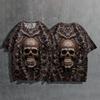 Простая 3d футболка, мужская футболка, топы с принтом черепа, летние футболки с короткими рукавами, повседневная уличная одежда больших размеров, новинка 2024, блузка