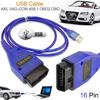 Car USB Vag-Com Interface Cable KKL VAG-COM 409.1 OBD2 II OBD Diagnostic Scanner Auto Cable Aux