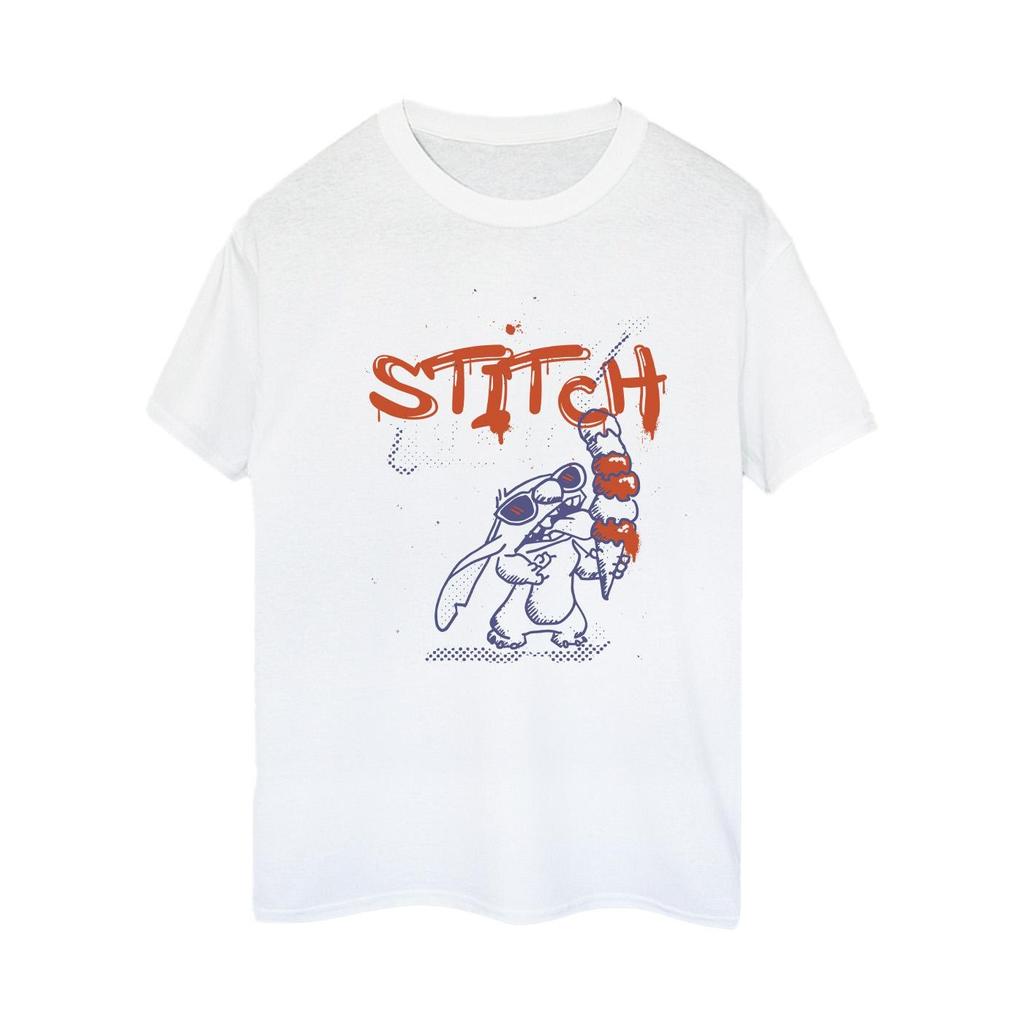 Disney Womens/Ladies Lilo & Stitch Ice Cream Cotton Boyfriend T-Shirt