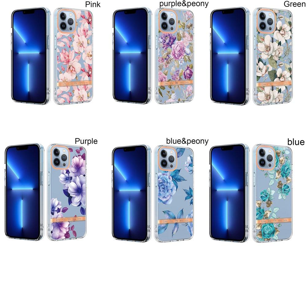 IMD Прозрачный бампер с цветочным узором, противоударный чехол для телефона для iPhone 15 14 Plus 13 12 11 Pro Max XSMAX для Samsung S24 S23 S22 S21Ultra Plus A14 A54