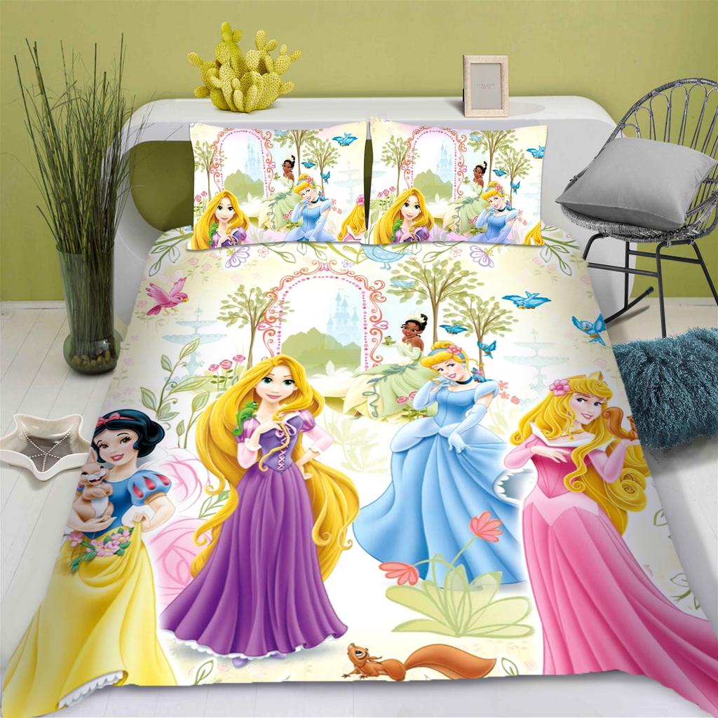 Princess Cinderella Cartoon Quilt Cover Duvet Breathable 3D Cute Printed Bedroom Comforter Warmth Polyester Bedding