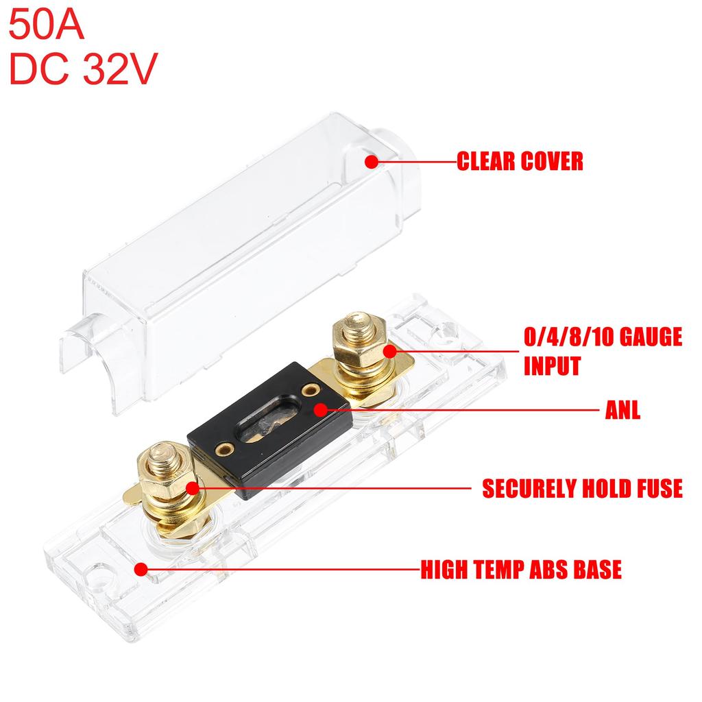 X AUTOHAUX 1 Комплект Автомобильный 1/0 2 4 AWG Вход/Выход Держатель Предохранителя ANL и 5 шт. Предохранителей ANL 50A