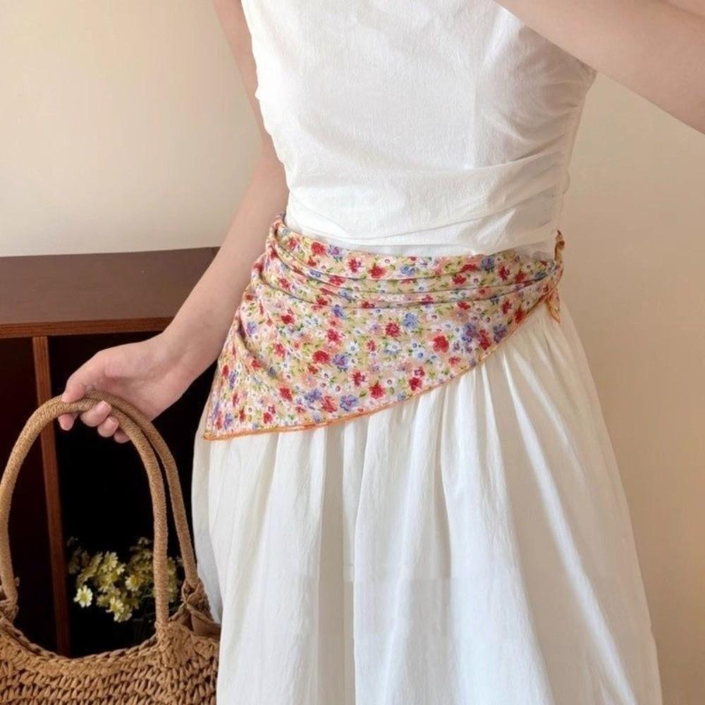 3pcs/set Korean Style Printed Headscarf Thin Fabric Flower Square Headband Holiday