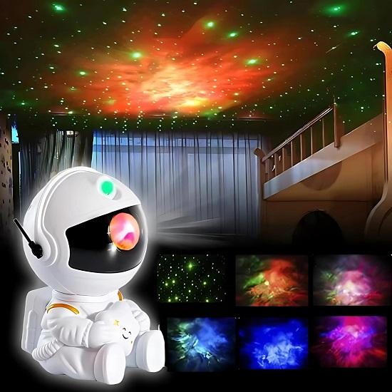 Astronaut Galaxy Projector Night Light  360 Rotating Nebula Star Projector with Remote, Timer Head LED Space Lamp for Kids’ Bedroom, Home, Gifts, Toys