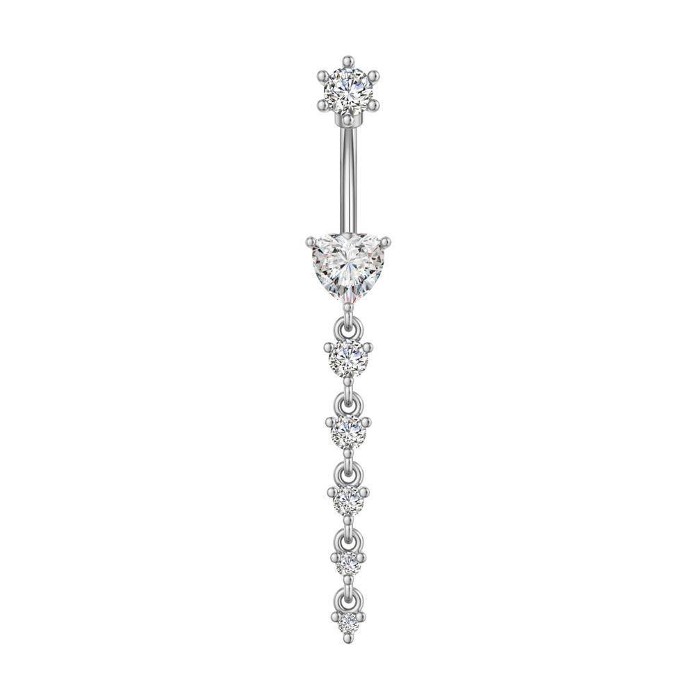 Copper Zircon Belly Button Ring Long Dangled Body Jewelry Sexy Stainless Steel Navel Piercing  Men