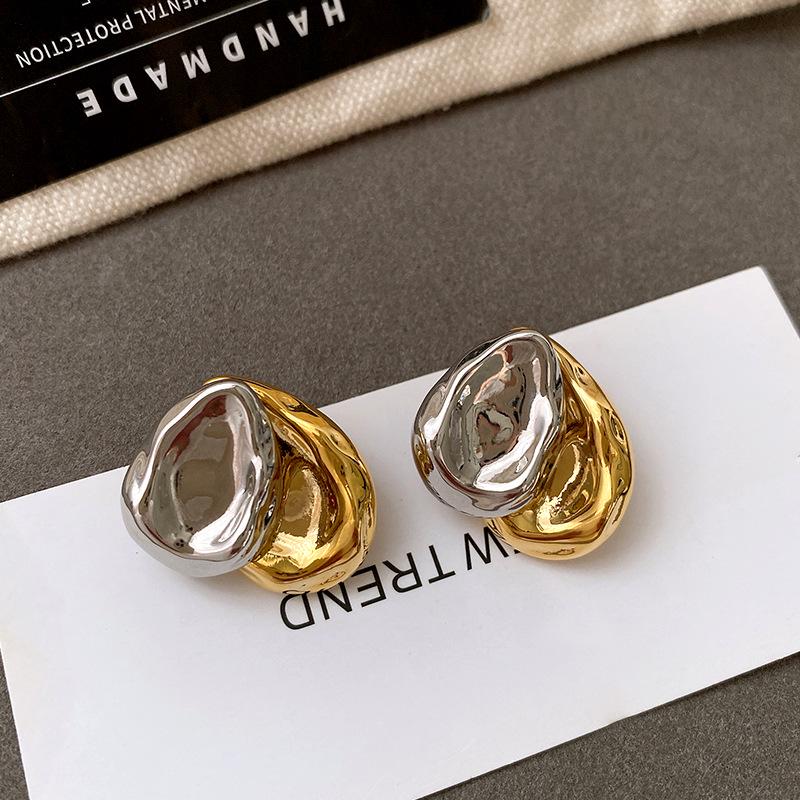 High-End Geometric Color Block Ear Cuffs: Unique European & American Style Water Drop Earrings for Women