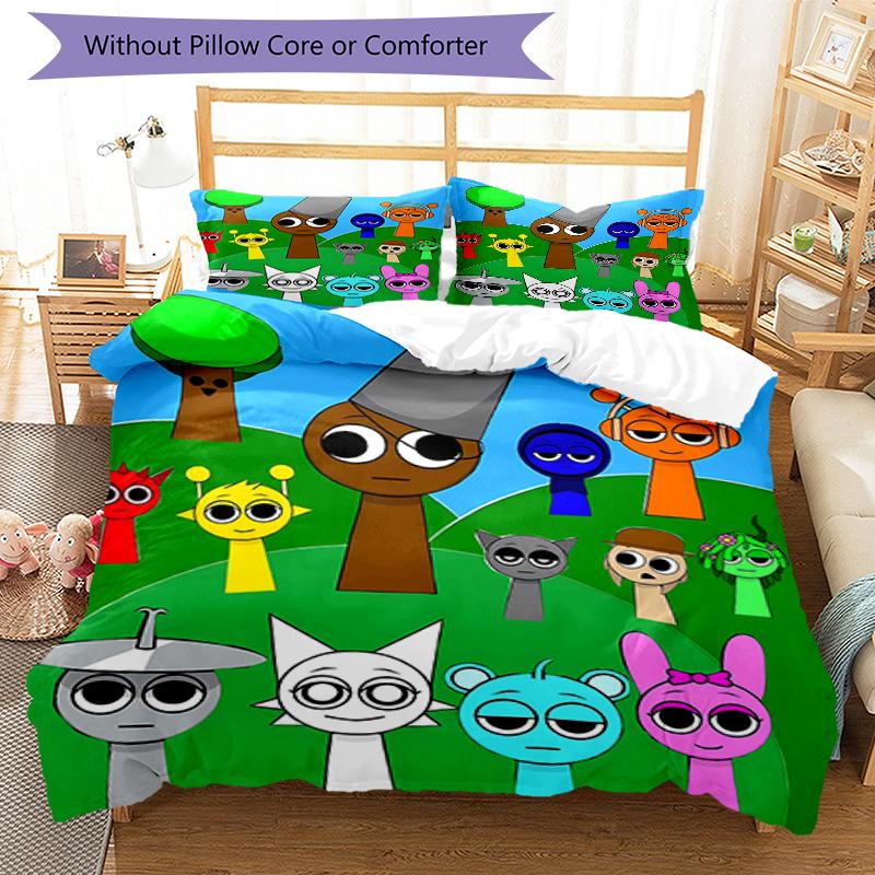 3pcs SPRUNKI1 Design Cover Set - HD Printed Bedding with 1 Cover and 2 Pillowcases - Perfect for Home and Dorm Decor